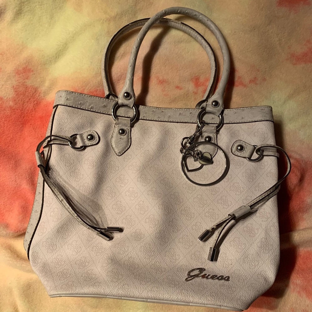 Guess Shoulder Bag Minogram Ostrich Embossed